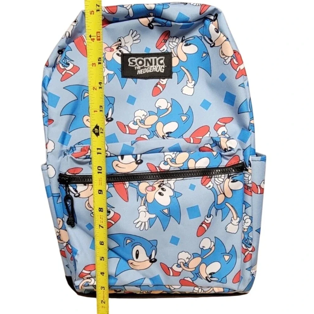 Sonic the Hedgehog Backpack Kids Blue Excellent All Over Print Gamer School Bag